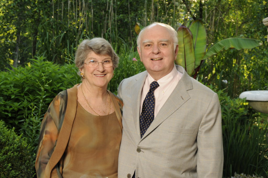 Ed and Elaine Schroeder standing side by side posing for a photo at Caramoor's 2008 Opening Night Gala